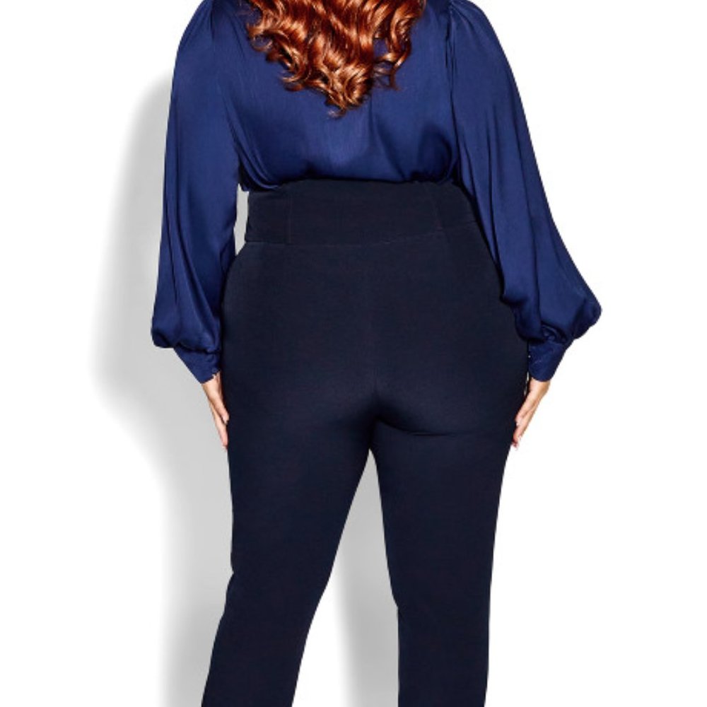 City Chic- Layla Corset Waist Stretch Pants- French Navy (Size 20) - Picture 5 of 6